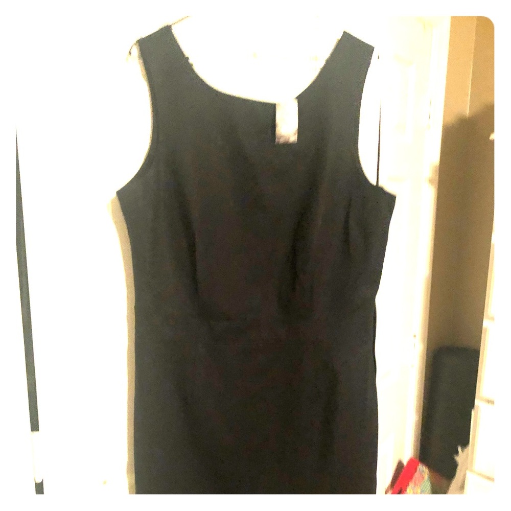 NWT black cotton sheath dress ruffle hem
